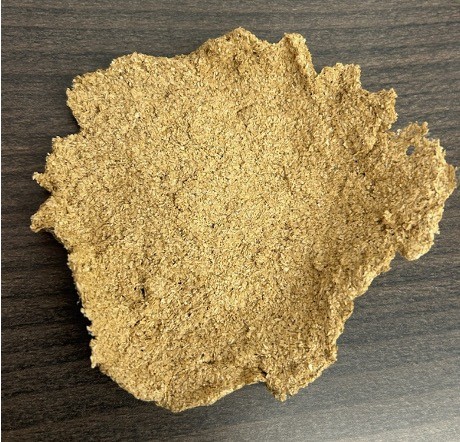 Final molded rice husk composite disc, a biodegradable bottle material